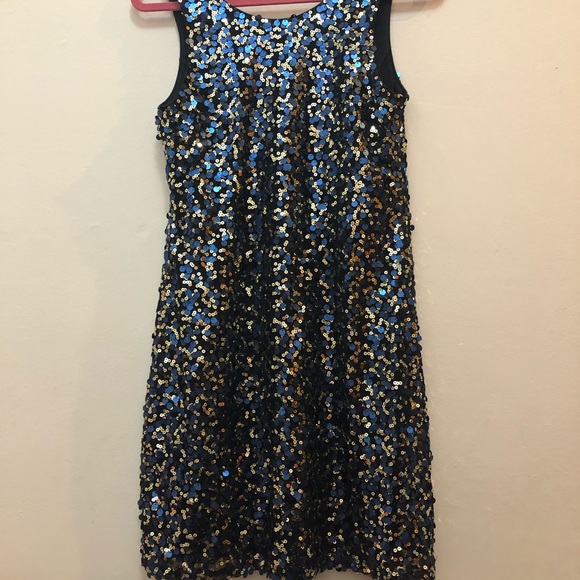 Oleg Cassini Blue Sequin Dress Size 4 - Picture 3 of 6